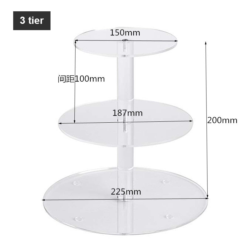 3/4/5/6 Tiers Acrylic Wedding Cake Stand Crystal Cup Cake Display Shelf Cupcake Holder Plate Birthday Party Decoration Stands