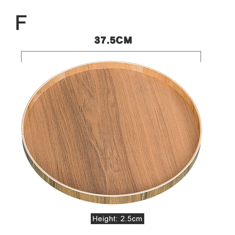 Japanese Style Round Wooden Tea Table Tray Coffee Snack Food Meals Serving Tray Traditional Food Server Dishes Drink Platter