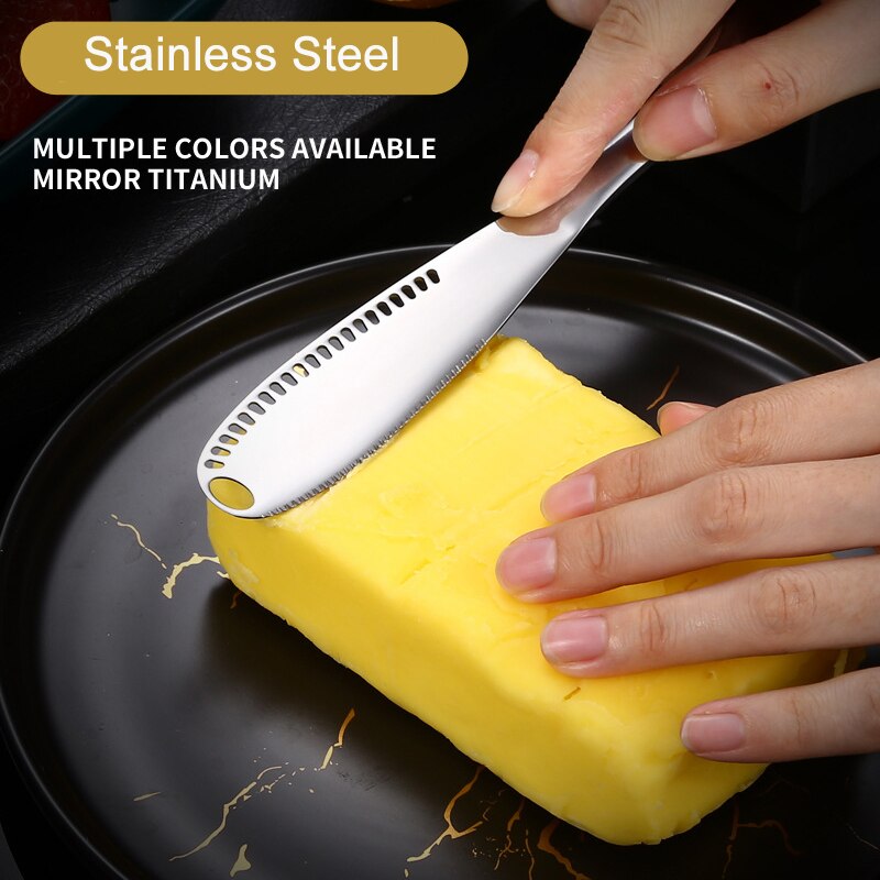 Stainless Steel Multifunction Butter Knife with Hole Cheese Dessert Jam Knife Cutlery Tool Kitchen Toast Bread Knife Tableware