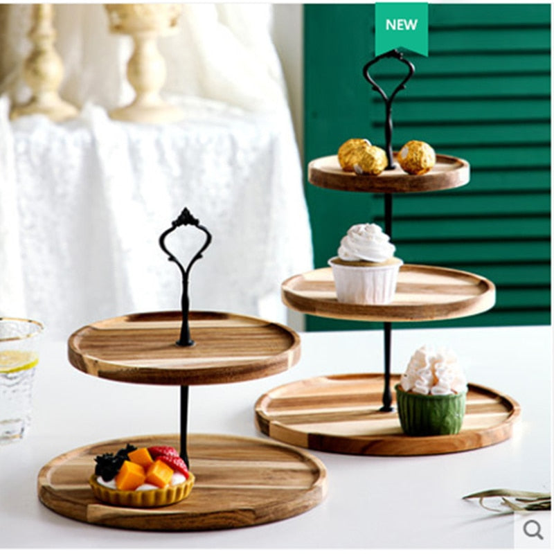 Detachable Cake Stand Wooden European Style 2/3 Tiers Pastry Cupcake Fruit Plate Serving Dessert Holder Wedding Party Home Decor