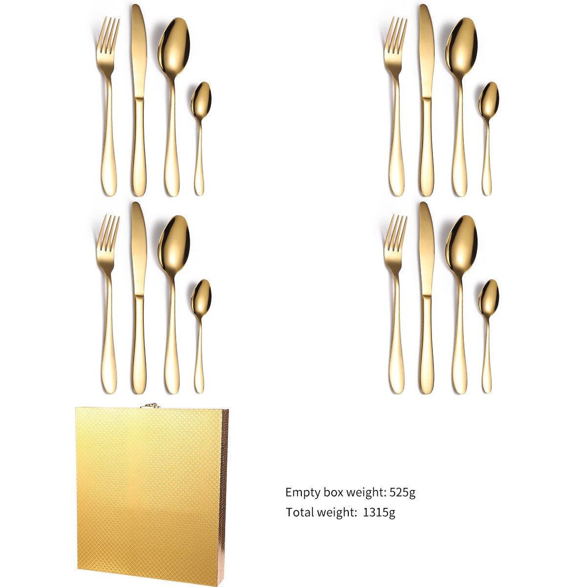 16PCS Gold Box-Packed Cutlery Tableware Set Stainless Steel Table Cutlery Western Dishes Knives Fork Spoons Kitchen Dinnerware