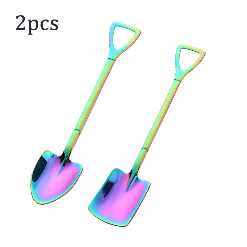 2/4PCS Coffee Spoon Cutlery Set Stainless Steel Retro Iron Shovel Ice Cream Tea Spoon Scoop Creative Fashion Kitchen Tableware