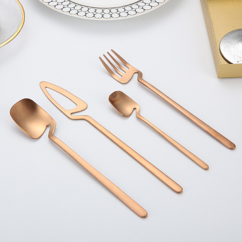 4Pcs Colorful Cutlery Set Stainless Steel Dinnerware Knife Fork Spoon Dinner Tableware Bar Silverware Set Kitchen Flatware