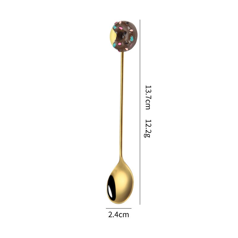 Donut Lollipop Fork Spoon Stainless Steel Cake Dessert Food Fruit Forks Coffee Stirring Spoon Kid Cutlery Dinnerware Accessories