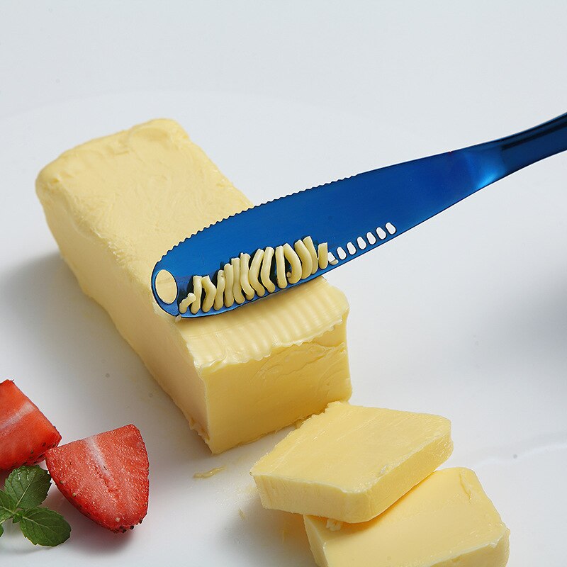 Stainless Steel Multifunction Butter Knife with Hole Cheese Dessert Jam Knife Cutlery Tool Kitchen Toast Bread Knife Tableware