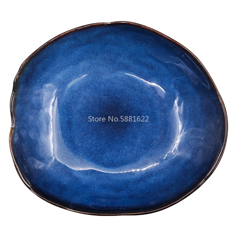 European-style Western-style Dishes Household Ceramic Irregular Rice Bowl Dish Bowl Salad Bowl Flat Dish Tableware