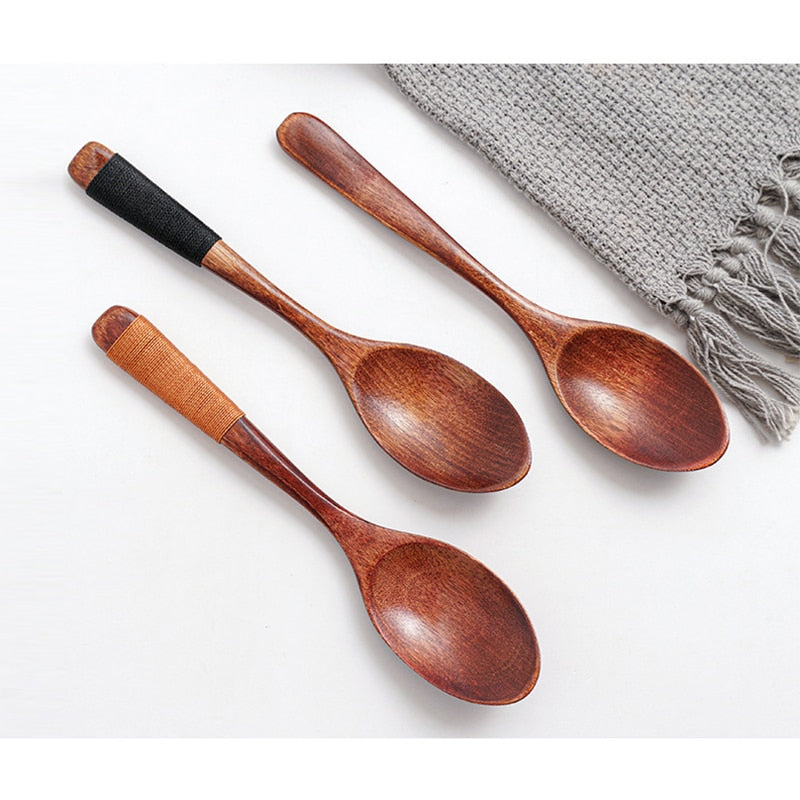 3pcs/lot Natural Wood Japanese-style Environmental Tableware Cooking Honey Coffee Spoon Mixing Spoon For Kids 15-18cm