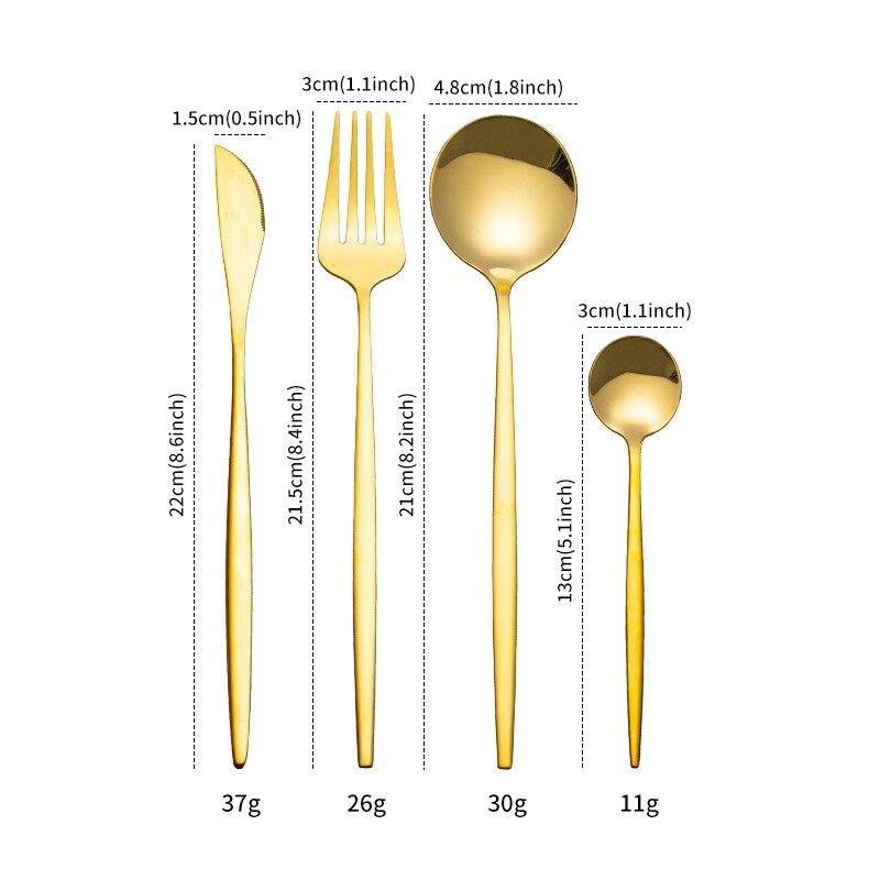 Gold Stainless Steel Dinnerware Set 24pcs Restaurant Tableware Knife Fork Spoon Flatware Set Dishwasher Safe Cutlery Sets