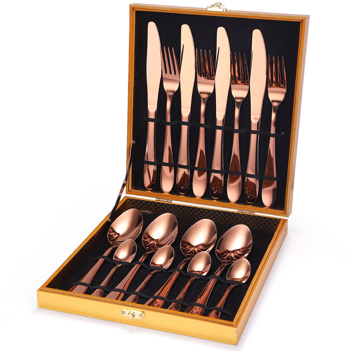 16PCS Gold Box-Packed Cutlery Tableware Set Stainless Steel Table Cutlery Western Dishes Knives Fork Spoons Kitchen Dinnerware