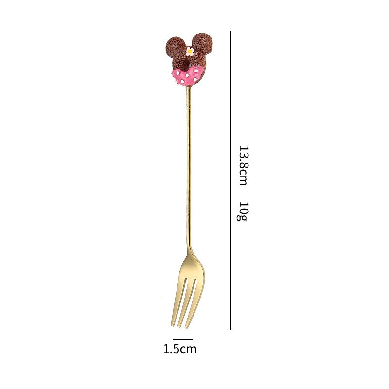 Donut Lollipop Fork Spoon Stainless Steel Cake Dessert Food Fruit Forks Coffee Stirring Spoon Kid Cutlery Dinnerware Accessories