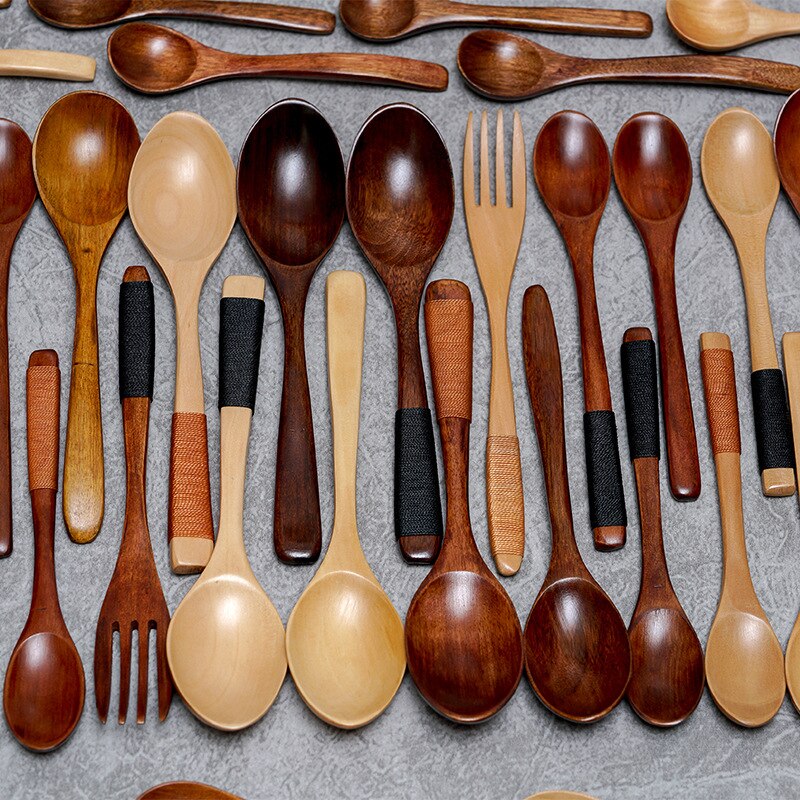 3pcs/lot Natural Wood Japanese-style Environmental Tableware Cooking Honey Coffee Spoon Mixing Spoon For Kids 15-18cm