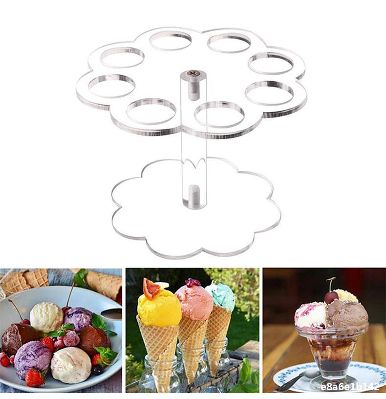 Acrylic Ice Cream Cone Stand Cake Dessert Holder Display Stand Party Shelf 6/16 Hole Round Wedding Buffet Display Holder