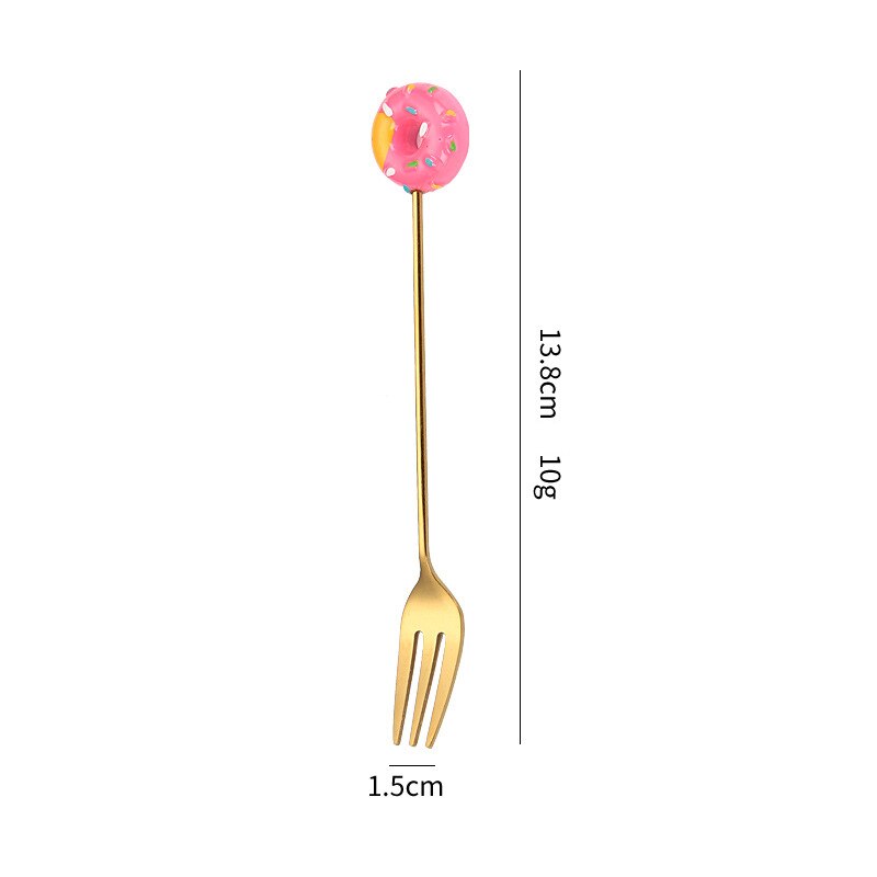 Donut Lollipop Fork Spoon Stainless Steel Cake Dessert Food Fruit Forks Coffee Stirring Spoon Kid Cutlery Dinnerware Accessories