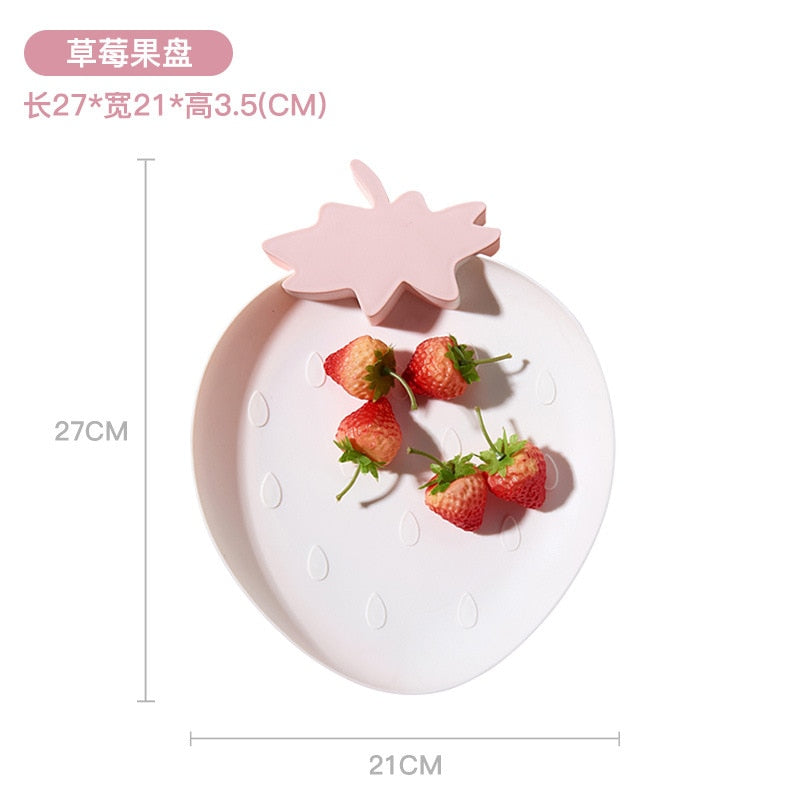 Plastic Snack Bowl Strawberry Banana Shape Fruit Food Tray Candy Snack Cute Plate Dish Kitchen Storage Desktop Fruit Bowl Home