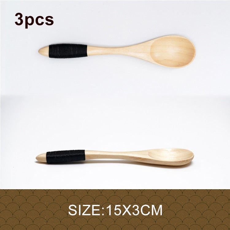 3pcs/lot Natural Wood Japanese-style Environmental Tableware Cooking Honey Coffee Spoon Mixing Spoon For Kids 15-18cm