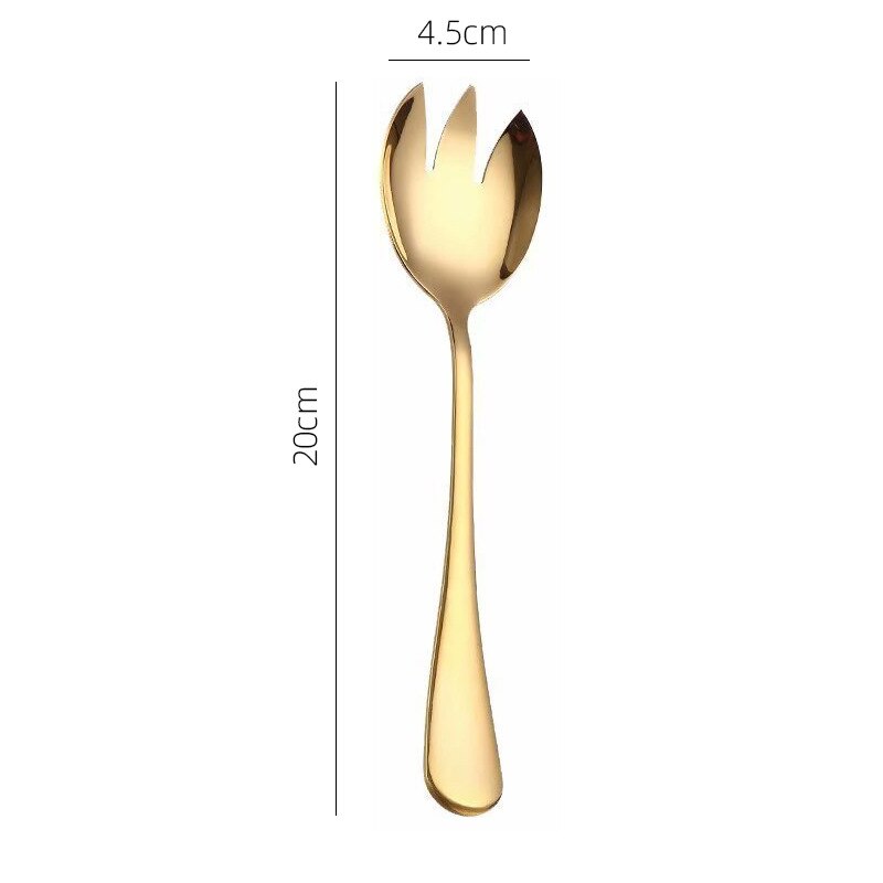 Gold Salad Spoon Fork Stainless Steel 2PCS Salad Spoon Cutlery Set Serving Spoon Set Colorful Unique Dessert Spoons Tableware