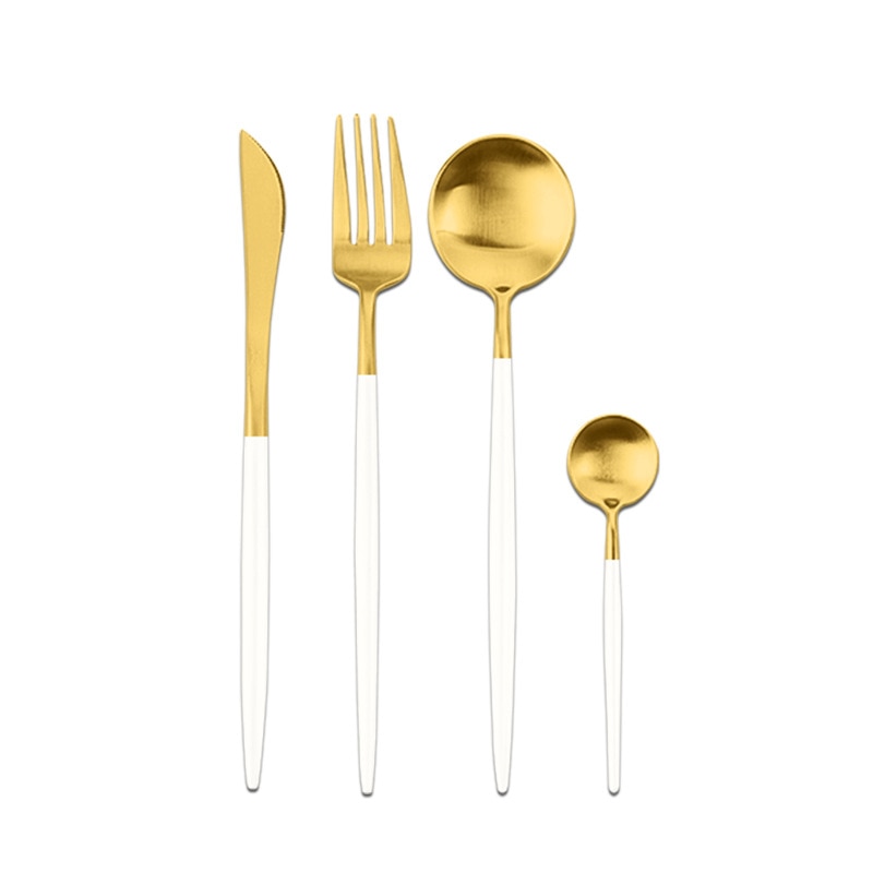 Gold Stainless Steel Dinnerware Set 24pcs Restaurant Tableware Knife Fork Spoon Flatware Set Dishwasher Safe Cutlery Sets