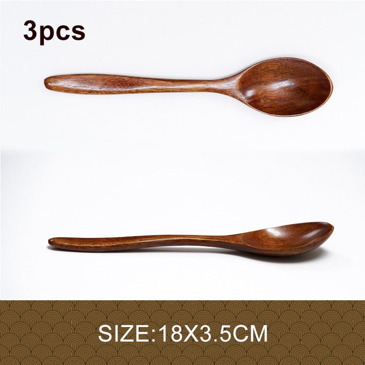 3pcs/lot Natural Wood Japanese-style Environmental Tableware Cooking Honey Coffee Spoon Mixing Spoon For Kids 15-18cm