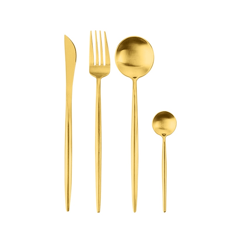 Gold Stainless Steel Dinnerware Set 24pcs Restaurant Tableware Knife Fork Spoon Flatware Set Dishwasher Safe Cutlery Sets