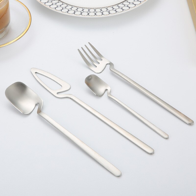 4Pcs Colorful Cutlery Set Stainless Steel Dinnerware Knife Fork Spoon Dinner Tableware Bar Silverware Set Kitchen Flatware