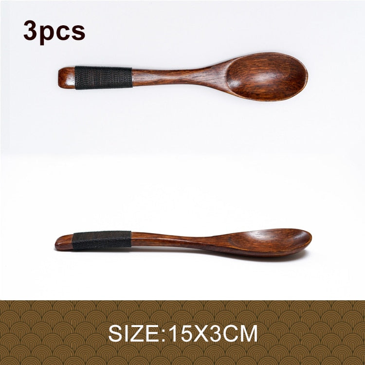 3pcs/lot Natural Wood Japanese-style Environmental Tableware Cooking Honey Coffee Spoon Mixing Spoon For Kids 15-18cm