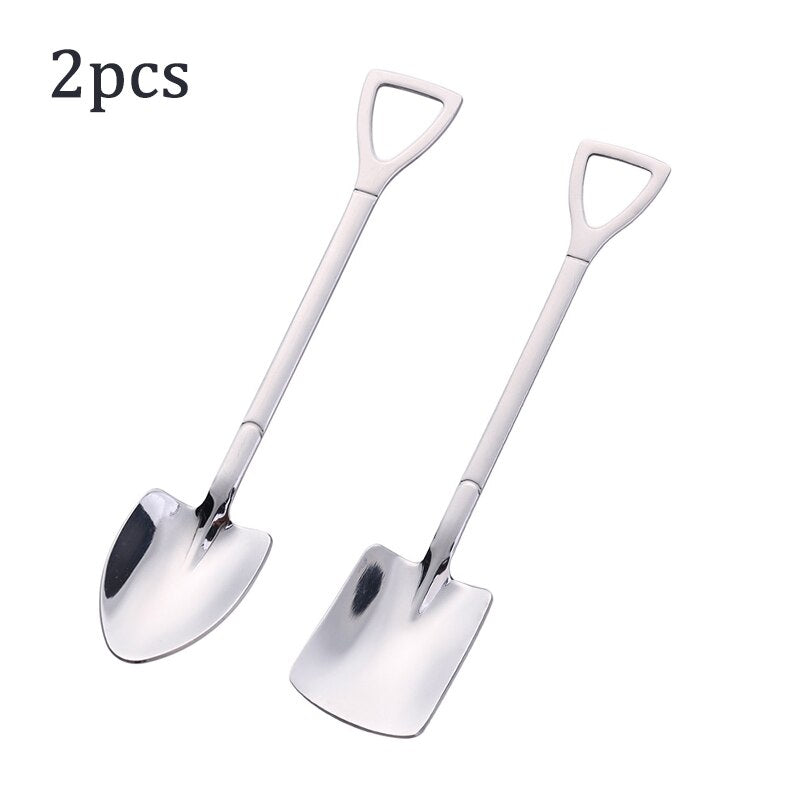 Creative Stainless Steel Spoon Cute Square Head Spoon Fork Coffee Spoon Christmas Gifts Kitchen Accessories Tableware Decoration