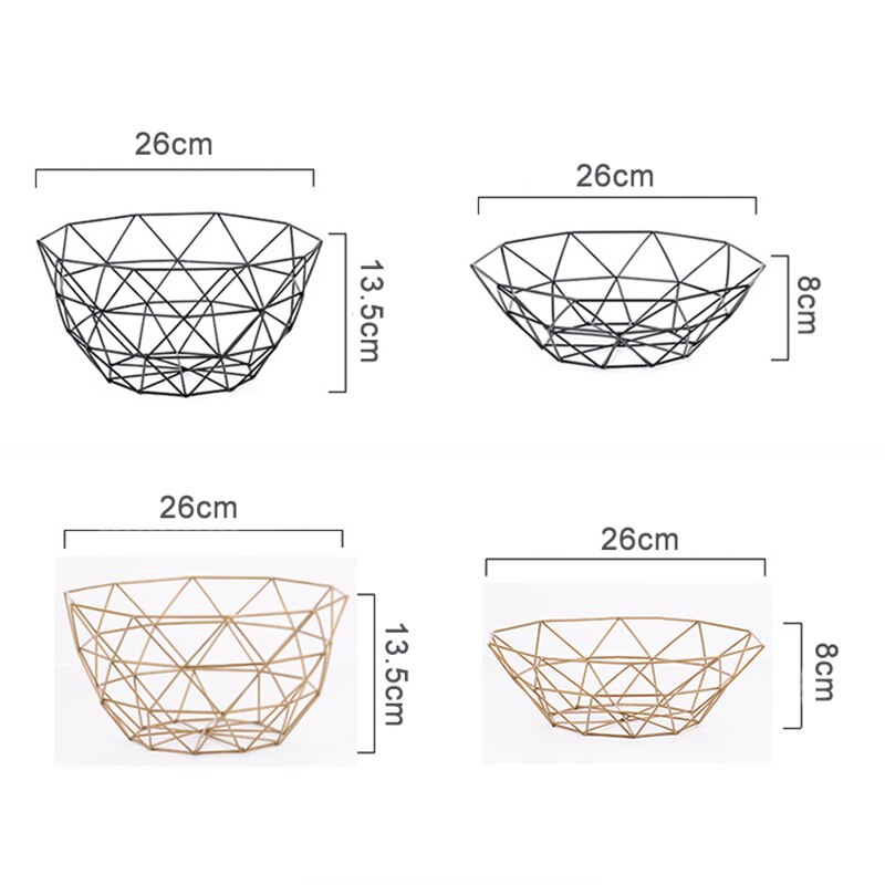 Kitchen Basket Container Bowl Metal Wire Basket Kitchen Drain Rack Fruit Vegetable Storage Holder Snack Tray Storage Bowl