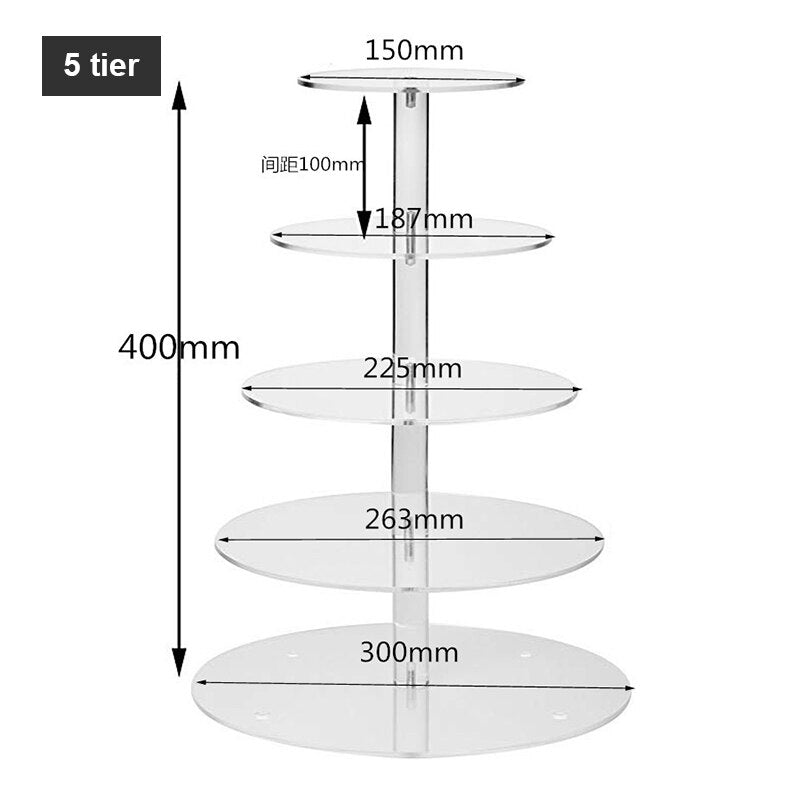 3/4/5/6 Tiers Acrylic Wedding Cake Stand Crystal Cup Cake Display Shelf Cupcake Holder Plate Birthday Party Decoration Stands