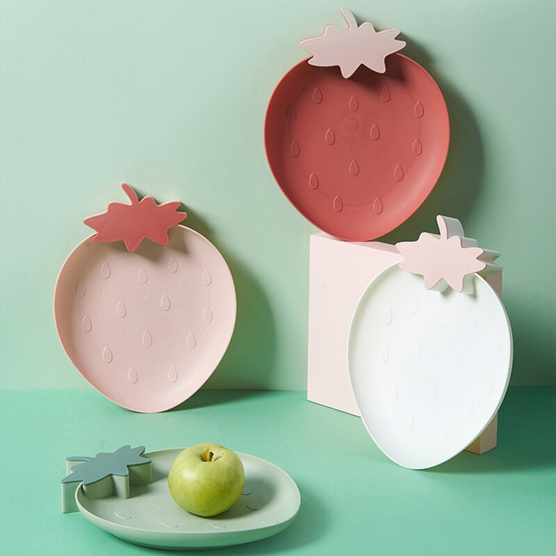 Plastic Snack Bowl Strawberry Banana Shape Fruit Food Tray Candy Snack Cute Plate Dish Kitchen Storage Desktop Fruit Bowl Home