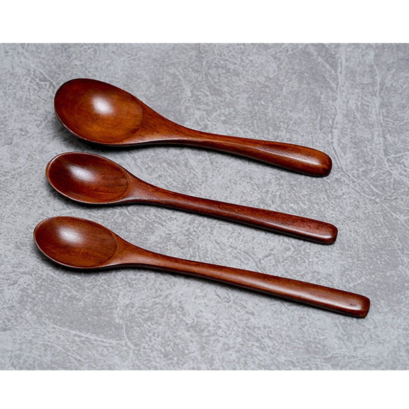 3pcs/lot Natural Wood Japanese-style Environmental Tableware Cooking Honey Coffee Spoon Mixing Spoon For Kids 15-18cm