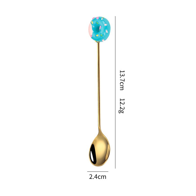 Donut Lollipop Fork Spoon Stainless Steel Cake Dessert Food Fruit Forks Coffee Stirring Spoon Kid Cutlery Dinnerware Accessories