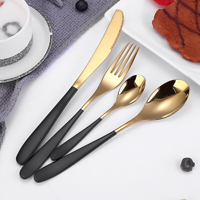 4 Piece Multicolor Cutlery Set Stainless Steel Tableware Sets Fork Spoon Knife Setcutlery Set Cutlery Dinnerware Spoon Settings