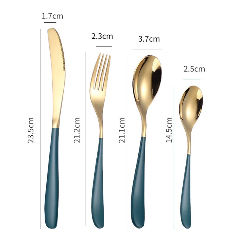 4 Piece Multicolor Cutlery Set Stainless Steel Tableware Sets Fork Spoon Knife Setcutlery Set Cutlery Dinnerware Spoon Settings