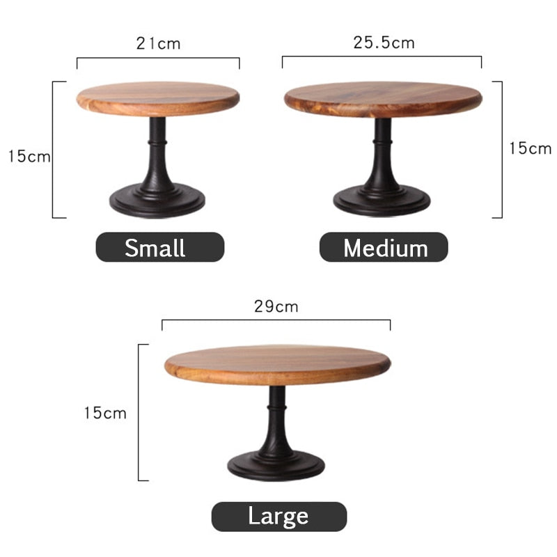 Home Party Cake Plate Stand Wooden Plate High Base Cupcake Dish Birthday Party Dessert Dish Wedding Tray Decoration Display