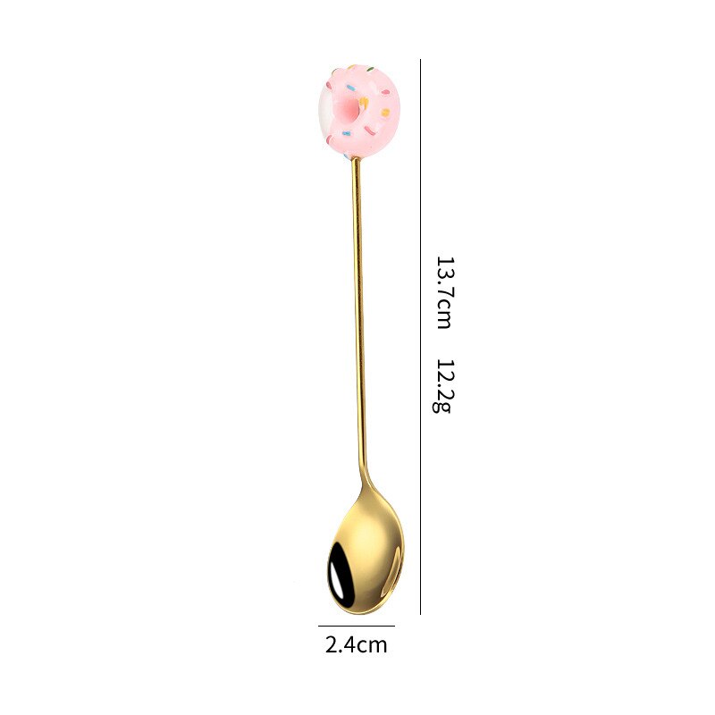 Donut Lollipop Fork Spoon Stainless Steel Cake Dessert Food Fruit Forks Coffee Stirring Spoon Kid Cutlery Dinnerware Accessories