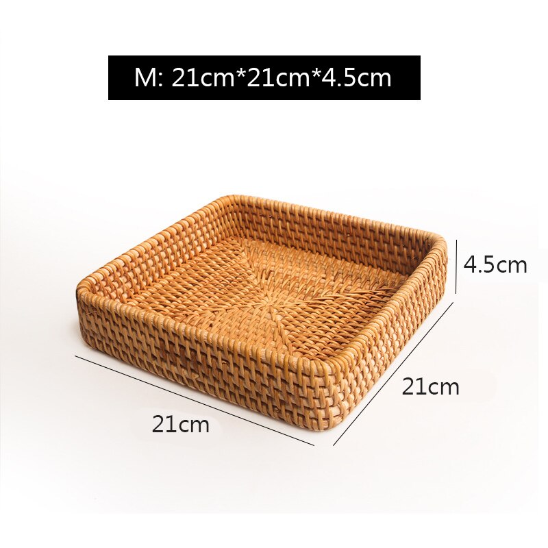 Rattan Woven Storage Fruit Basket Wicker Baskets Storage Tray Bread Fruit Food Display Box Handicrafts Organizer Home Decoration