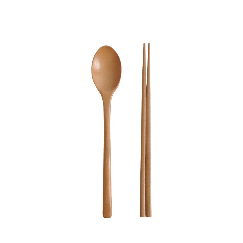 Portable Wood Tableware Wooden Chopstick Spoon Cutlery Sets Travel Dinnerware Suit Environmental with Cloth Pack Gifts Set