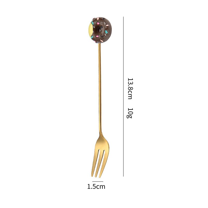 Donut Lollipop Fork Spoon Stainless Steel Cake Dessert Food Fruit Forks Coffee Stirring Spoon Kid Cutlery Dinnerware Accessories