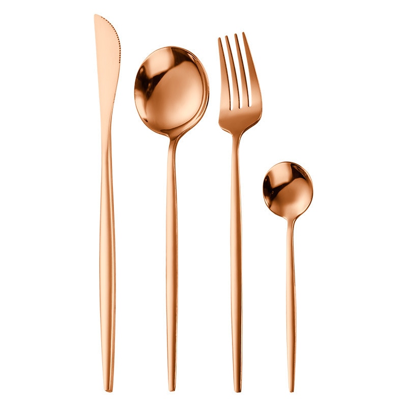 Gold Stainless Steel Dinnerware Set 24pcs Restaurant Tableware Knife Fork Spoon Flatware Set Dishwasher Safe Cutlery Sets