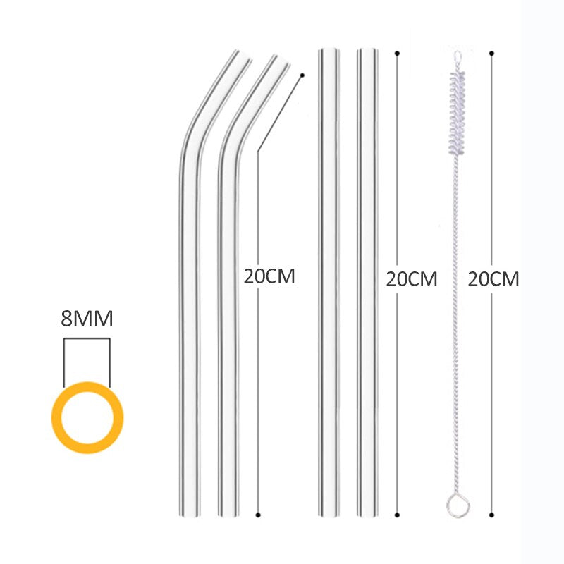 Kichvoe 4pcs Glass Straws with Design Flower Glass Straws Reusable Drinking  Straw with Cleaning Brush for Party