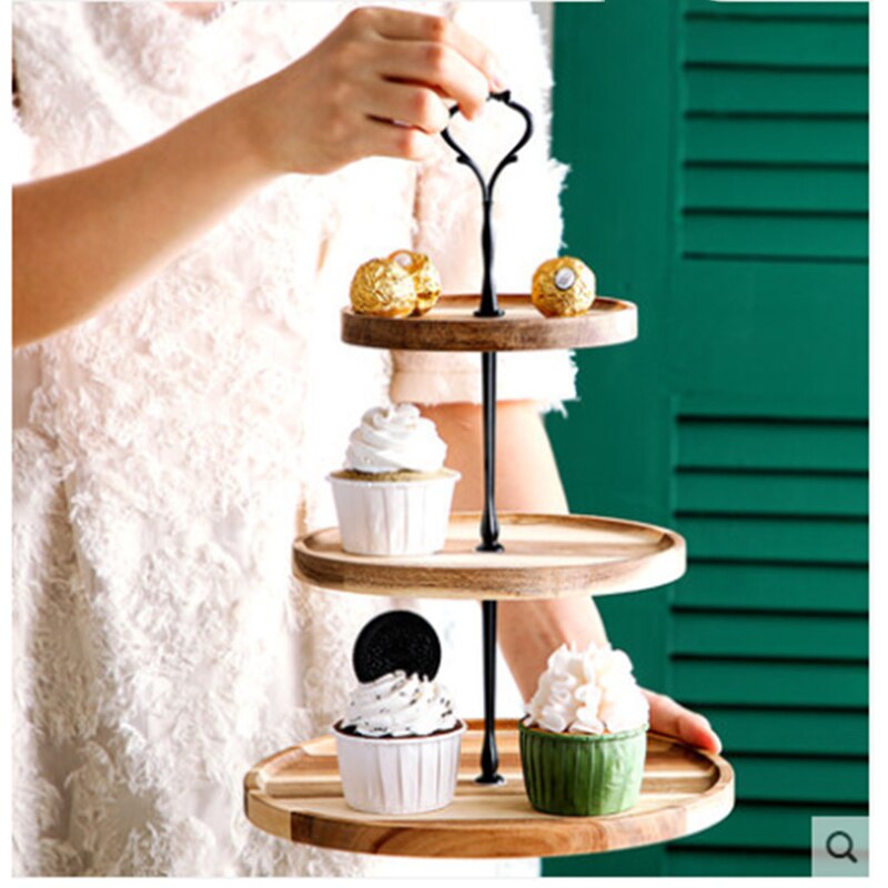 Detachable Cake Stand Wooden European Style 2/3 Tiers Pastry Cupcake Fruit Plate Serving Dessert Holder Wedding Party Home Decor