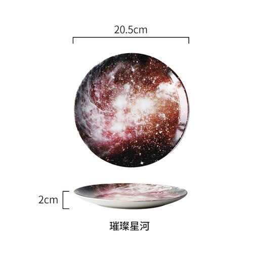 8 inch Starry Universe  Plate Set High Quality Ceramic Dishes Dessert Steak Bread Dinner Plates Sets Dish Kitchen Decor