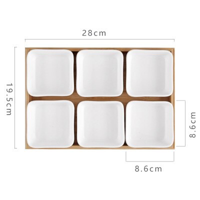 Creative Ceramic Bamboo Dry Fruit Dessert Tray Multi Grid Plate Home Snack Storage Tray Candy Dried Fruit Foods Dessert Tea Dish