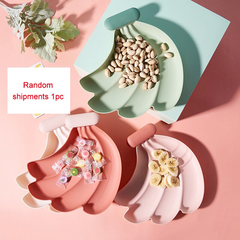 Plastic Snack Bowl Strawberry Banana Shape Fruit Food Tray Candy Snack Cute Plate Dish Kitchen Storage Desktop Fruit Bowl Home