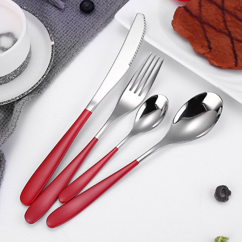 4 Piece Multicolor Cutlery Set Stainless Steel Tableware Sets Fork Spoon Knife Setcutlery Set Cutlery Dinnerware Spoon Settings