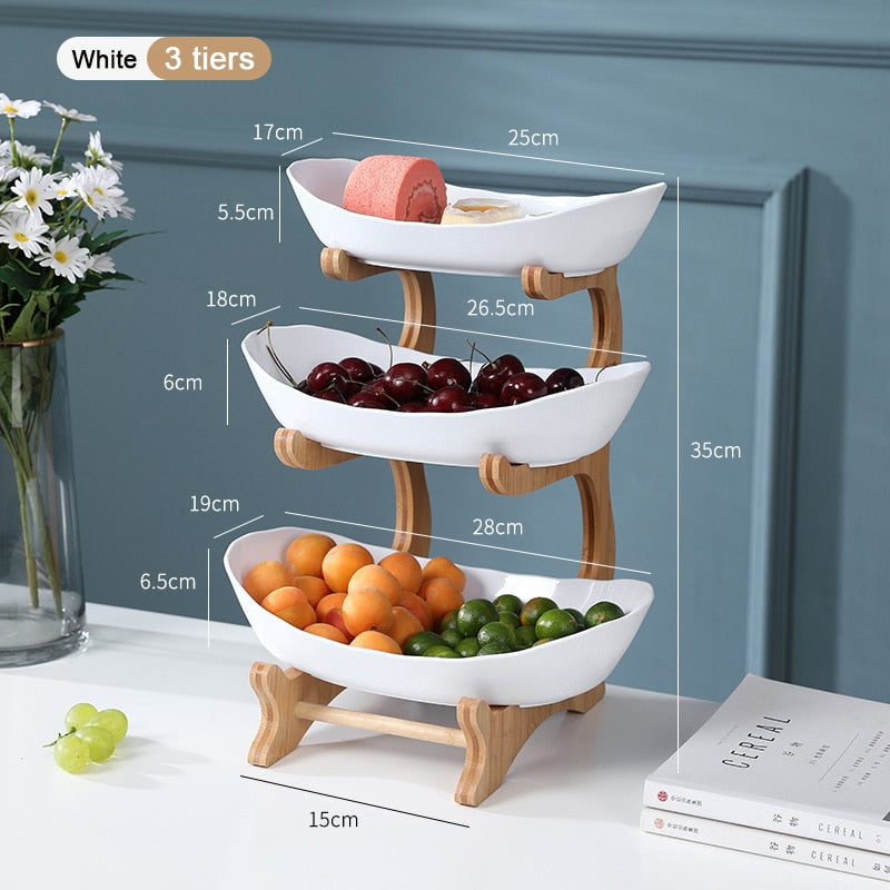 Living Room Home 1/2/3 Tiers Plastic Fruit Plate Snack Plate Creative Modern Dried Fruit Fruit Basket Plastic Dish Candy Dish