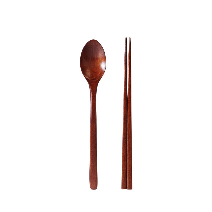 Portable Wood Tableware Wooden Chopstick Spoon Cutlery Sets Travel Dinnerware Suit Environmental with Cloth Pack Gifts Set