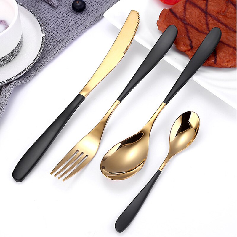 4 Piece Multicolor Cutlery Set Stainless Steel Tableware Sets Fork Spoon Knife Setcutlery Set Cutlery Dinnerware Spoon Settings