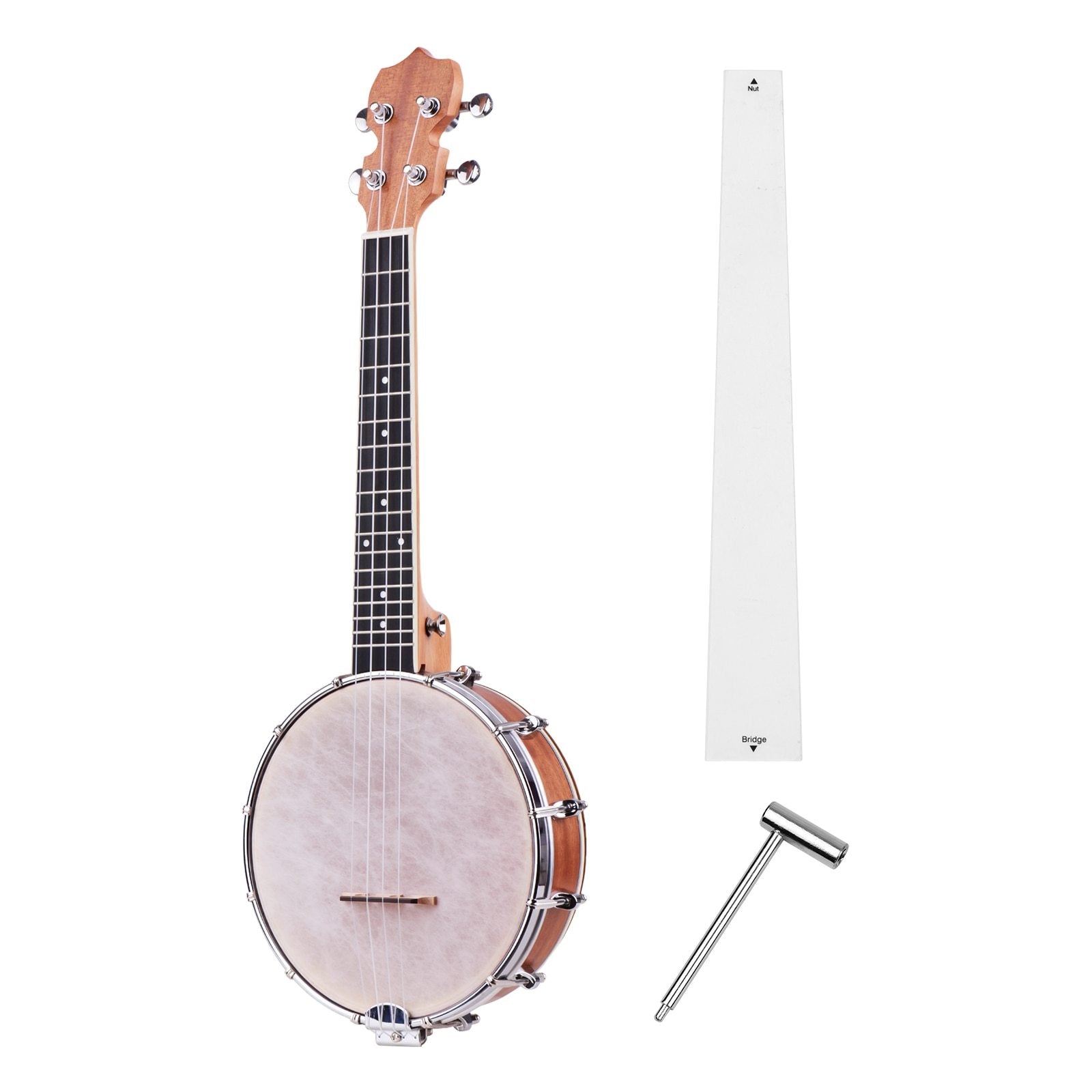 Banjolele Concert 23 inch Banjo Ukulele 4 String Maple Body Okoume Neck with Tuning Wrench Bridge Positioning Ruler