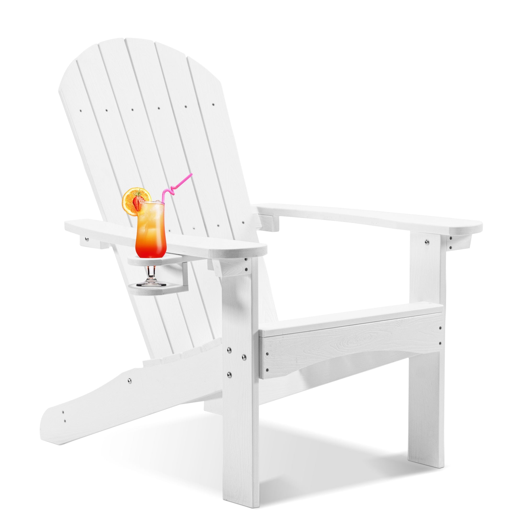 Adirondack Patio Chair with Adjust Cup Holder Outdoor Waterproof Modern Beach Recliner Weather Resistant for Law Garden